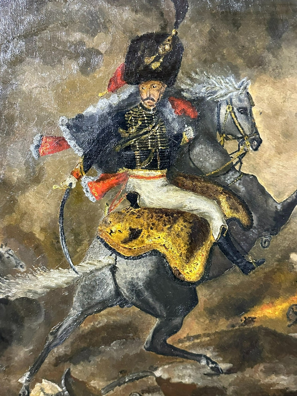 ÖLGEMÄLDE REITER SOLDAT AUF PFERD