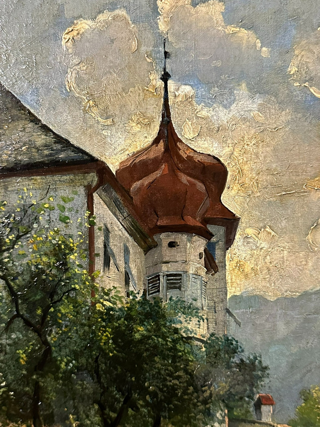 Altes Ölgemälde Mann mit Pferd auf dem Weg signiert Fritz Neumann
