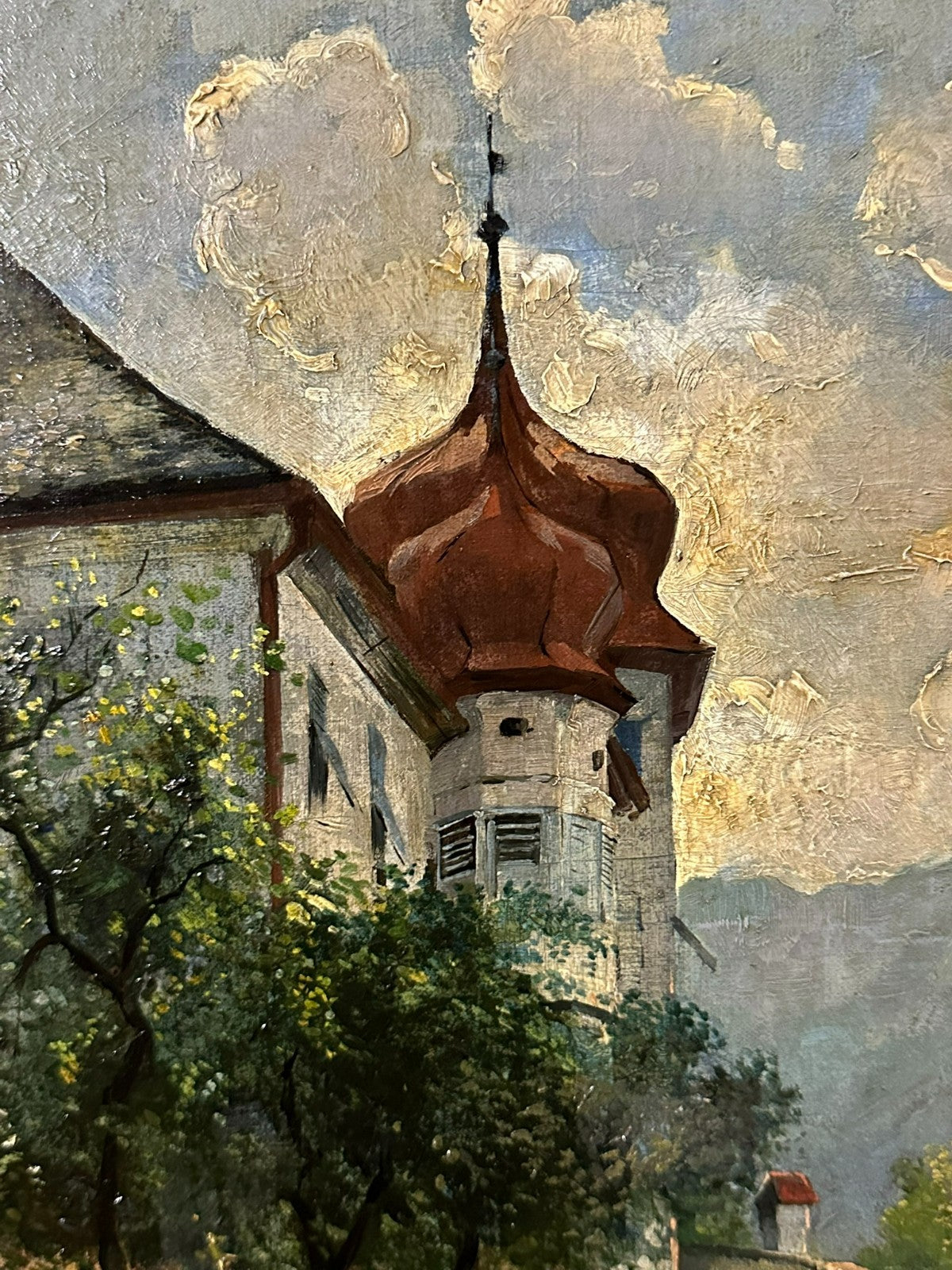 Altes Ölgemälde Mann mit Pferd auf dem Weg signiert Fritz Neumann