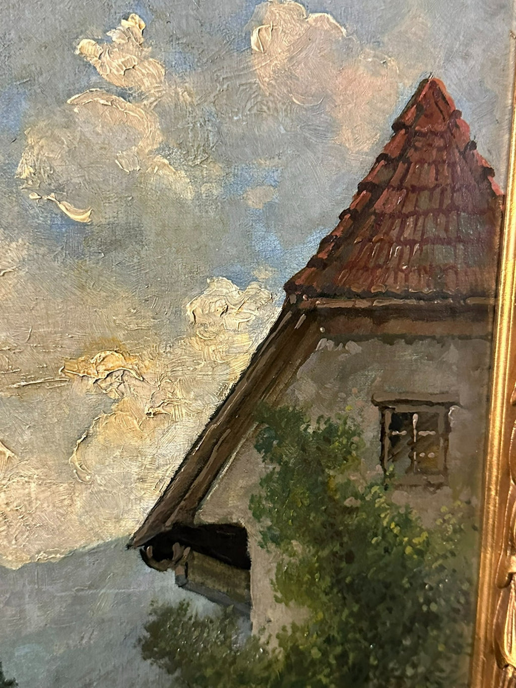 Altes Ölgemälde Mann mit Pferd auf dem Weg signiert Fritz Neumann