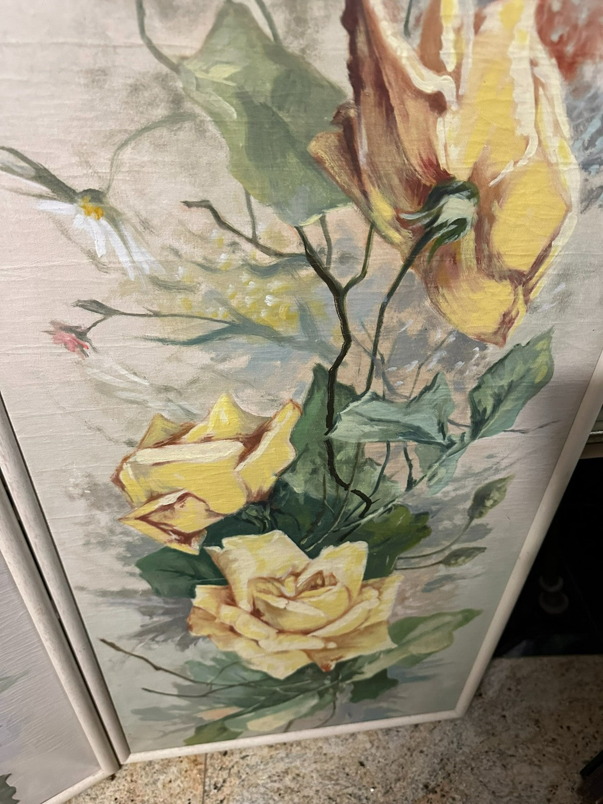 45x170cm Paar sehr grosse Gemälde Blumen Stillleben Ölgemälde