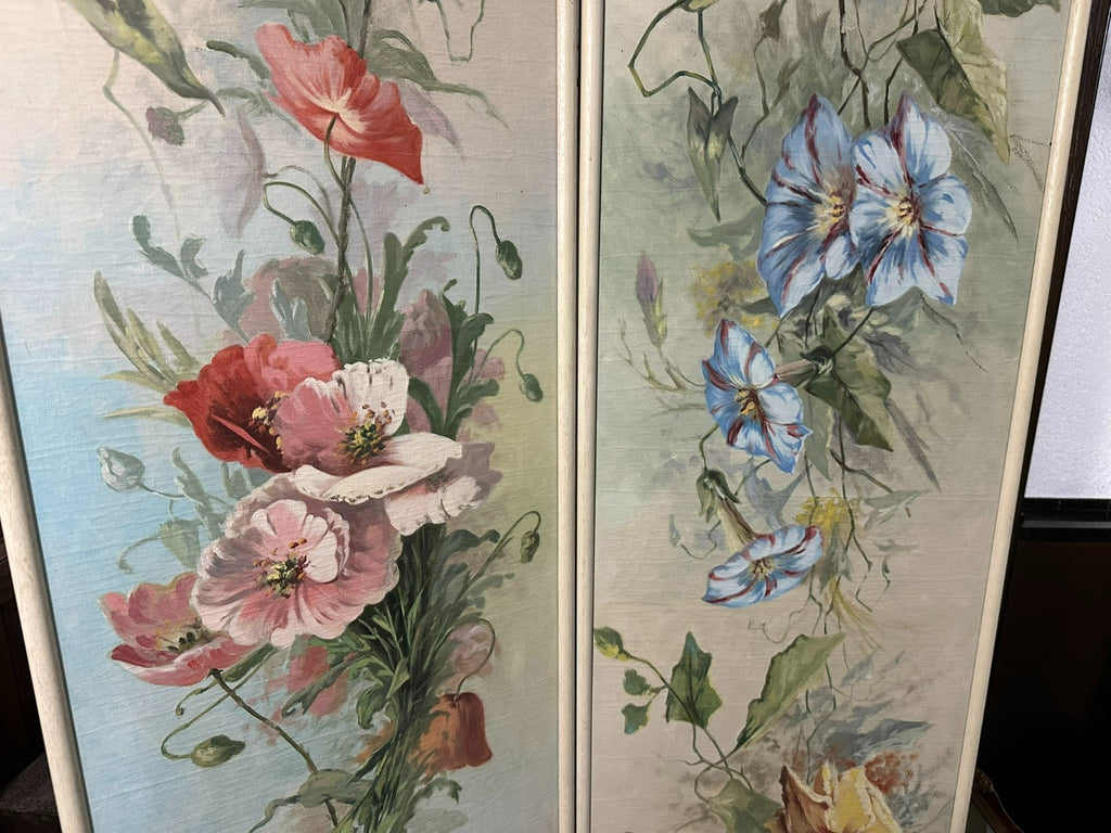 45x170cm Paar sehr grosse Gemälde Blumen Stillleben Ölgemälde