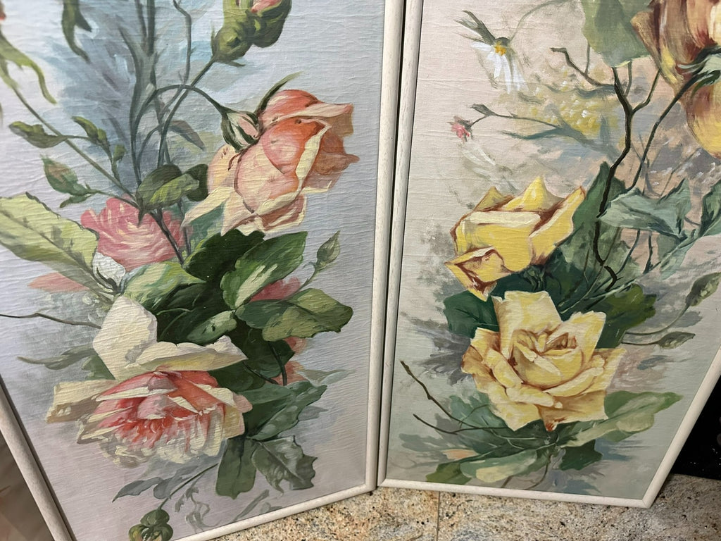 45x170cm Paar sehr grosse Gemälde Blumen Stillleben Ölgemälde