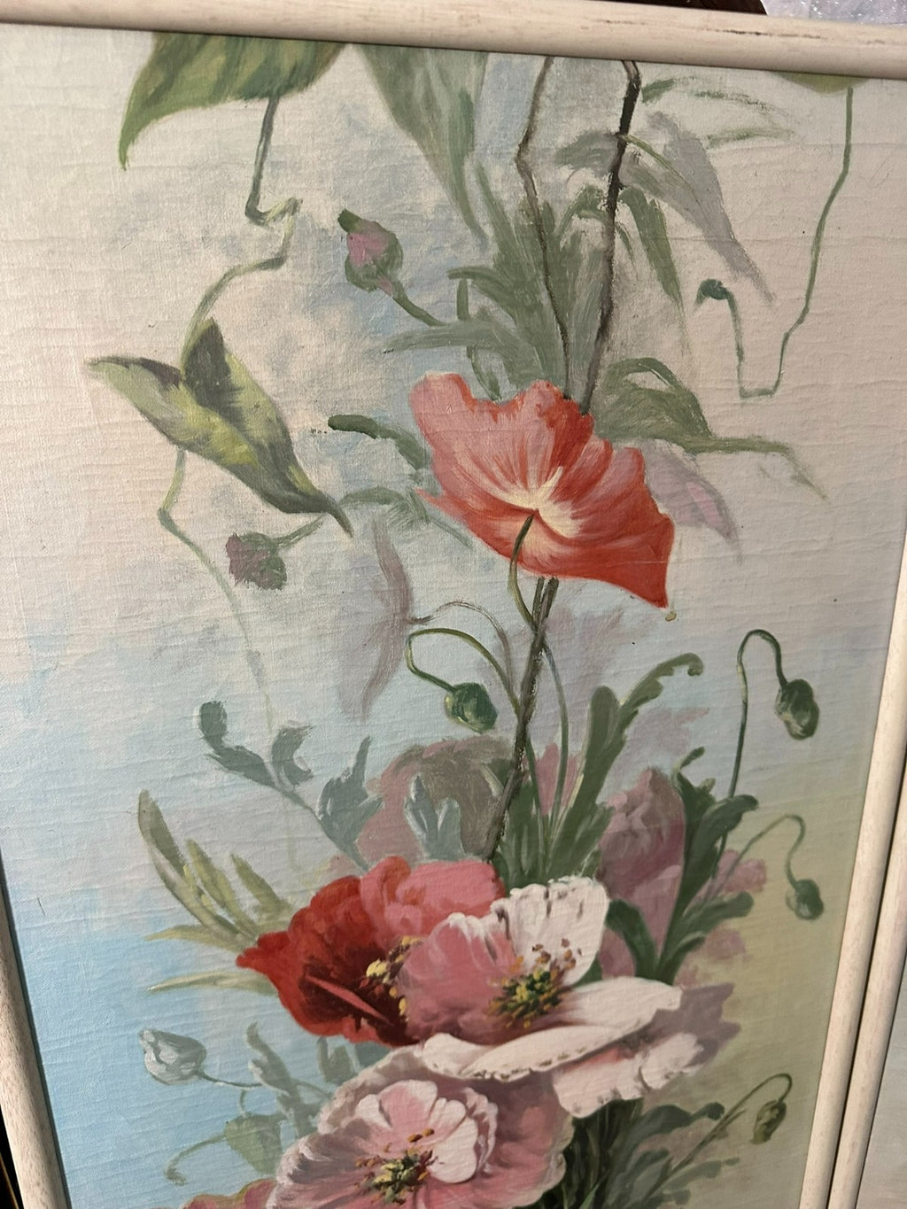 45x170cm Paar sehr grosse Gemälde Blumen Stillleben Ölgemälde