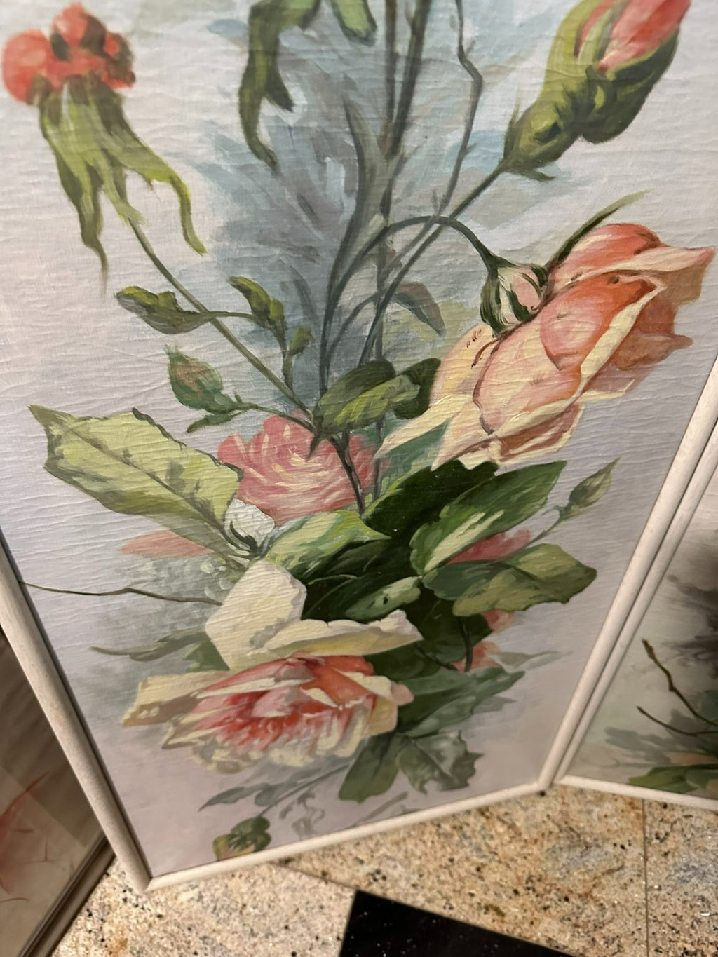 45x170cm Paar sehr grosse Gemälde Blumen Stillleben Ölgemälde