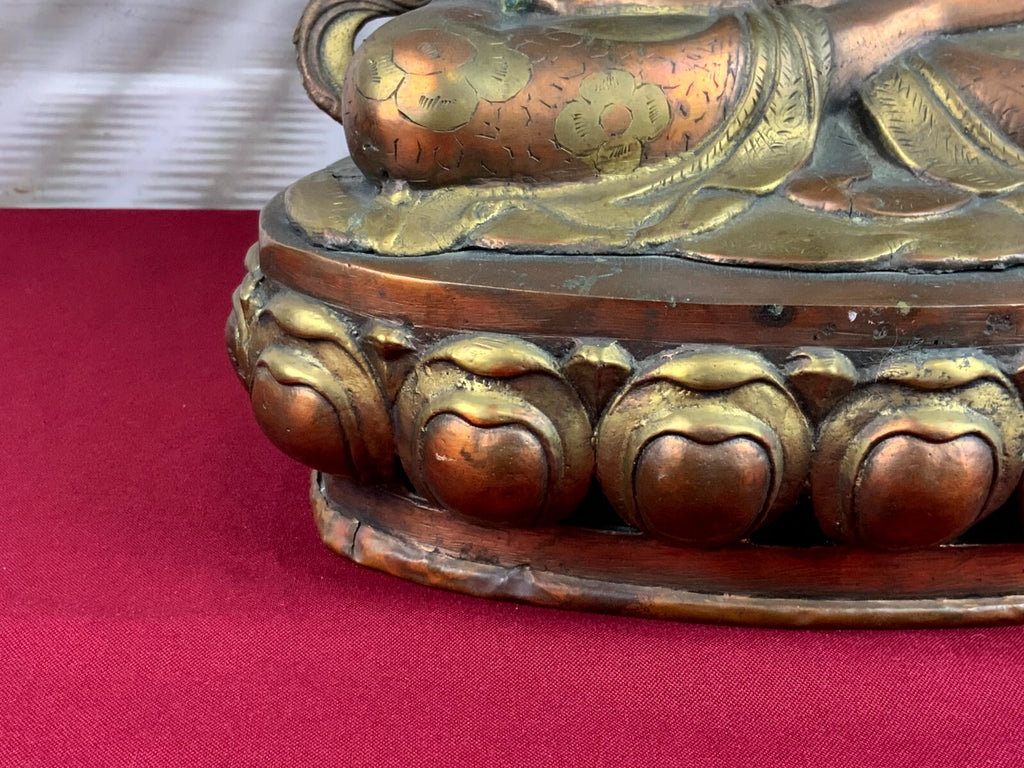 Antike Figur Bodhisattva Messing und Kupfer Tibet / China 44cm hoch