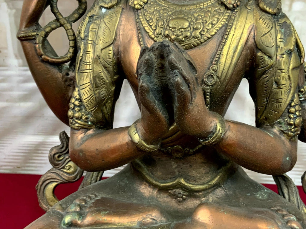 Antike Figur Bodhisattva Messing und Kupfer Tibet / China 44cm hoch