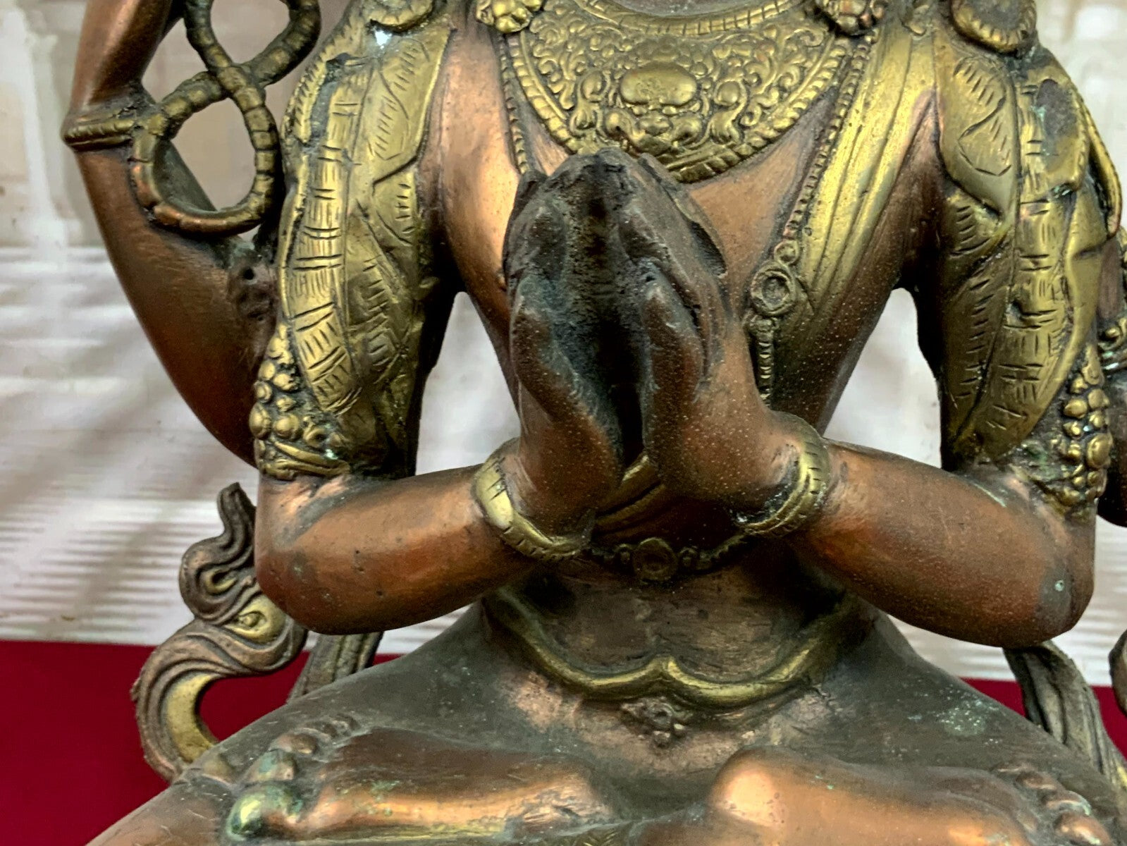 Antike Figur Bodhisattva Messing und Kupfer Tibet / China 44cm hoch
