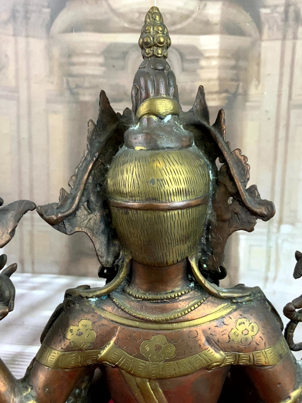 Antike Figur Bodhisattva Messing und Kupfer Tibet / China 44cm hoch