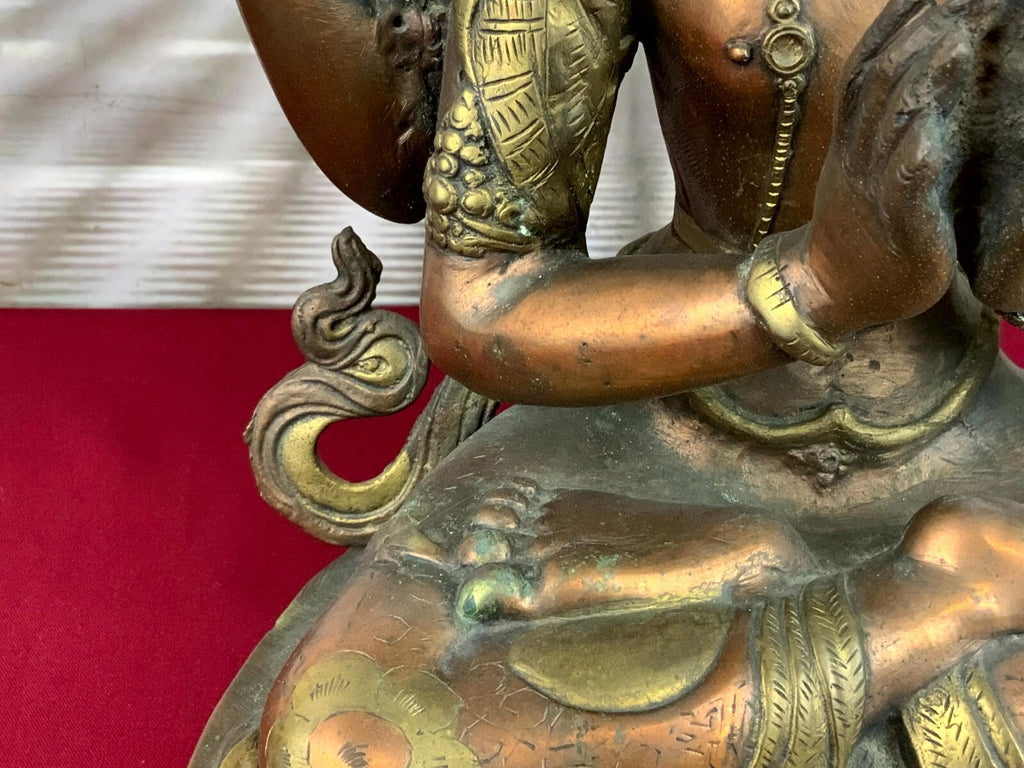 Antike Figur Bodhisattva Messing und Kupfer Tibet / China 44cm hoch