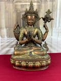ANTIKE FIGUR BODHISATTVA MESSING UND KUPFER TIBET / CHINA 44cm HOCH
