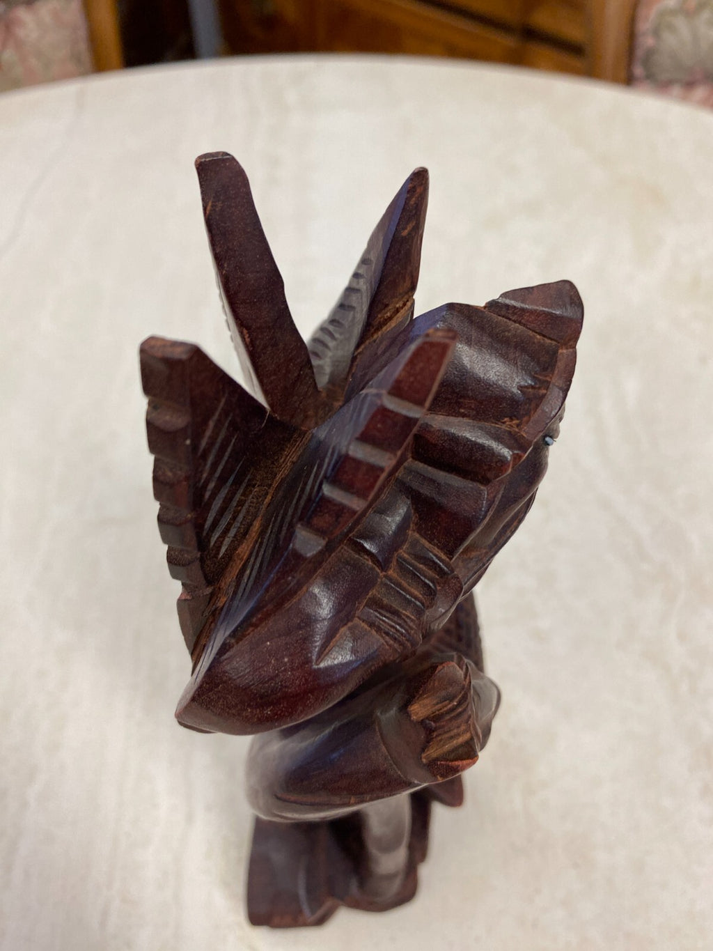 China Skulptur aus Holz Mann auf Pferd 21cm hoch