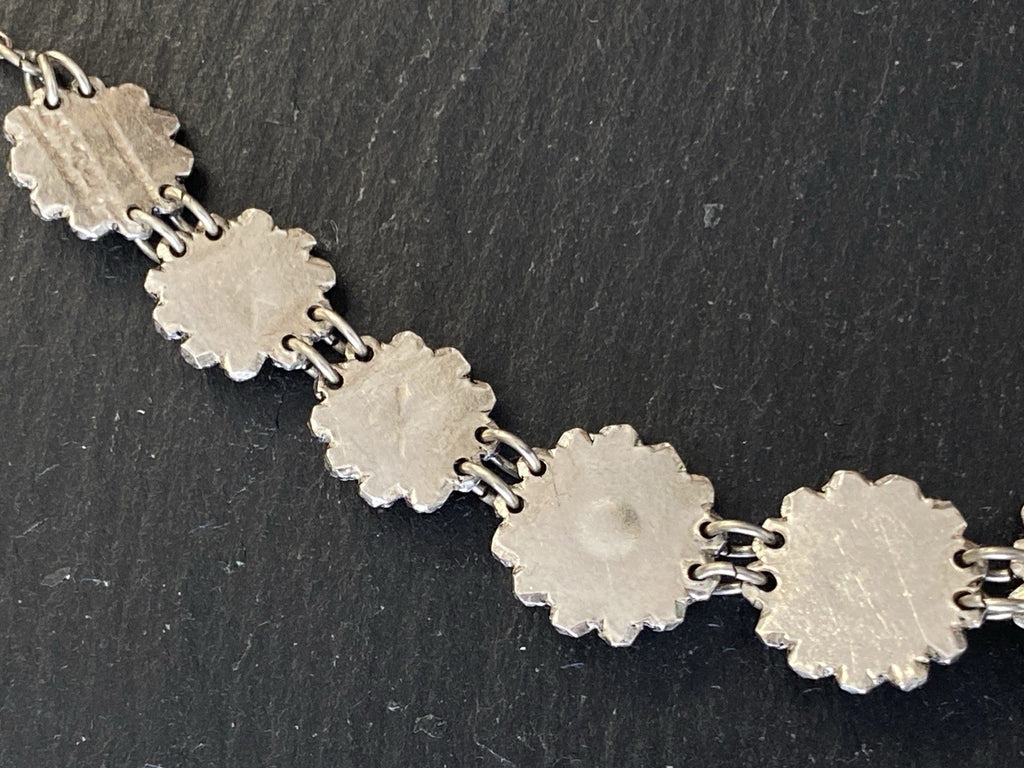 Prunkvolle Halskette Kette mit Türkis Cabochons Türkise aus 950 Sterling Silber
