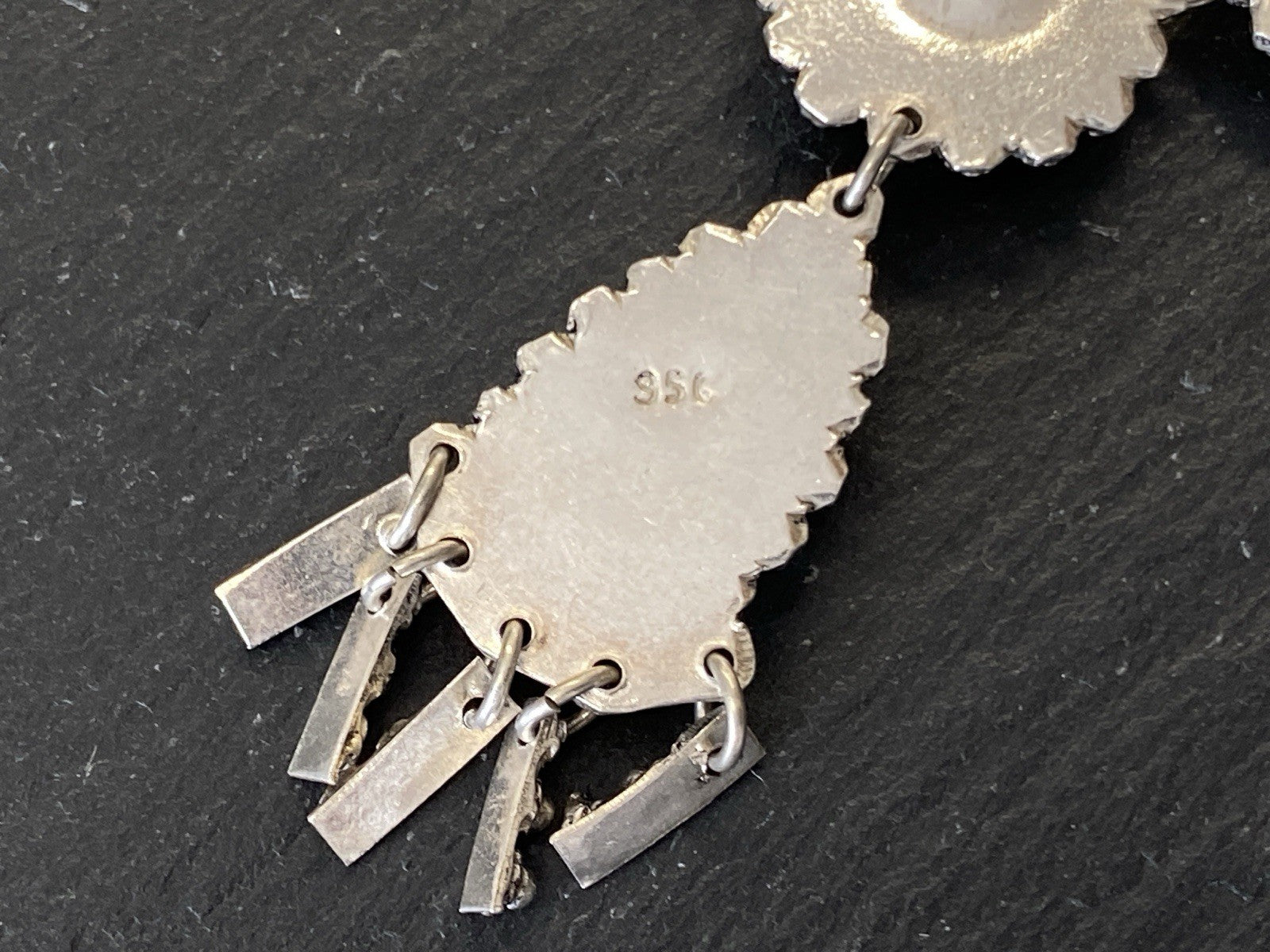 Prunkvolle Halskette Kette mit Türkis Cabochons Türkise aus 950 Sterling Silber