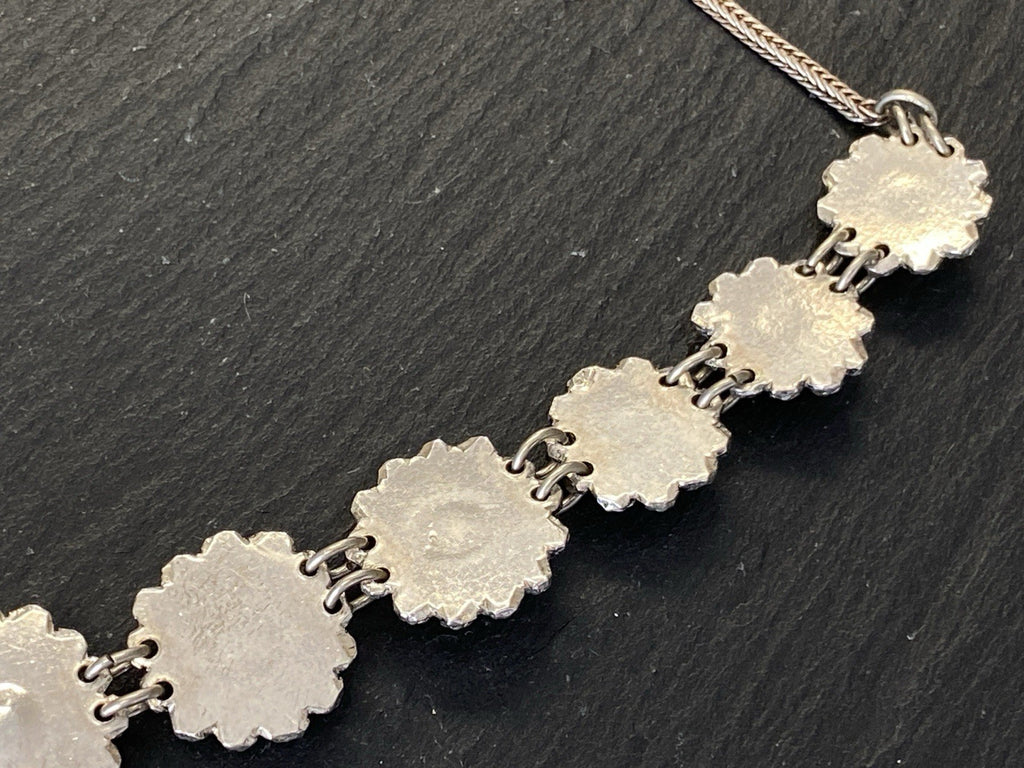 Prunkvolle Halskette Kette mit Türkis Cabochons Türkise aus 950 Sterling Silber