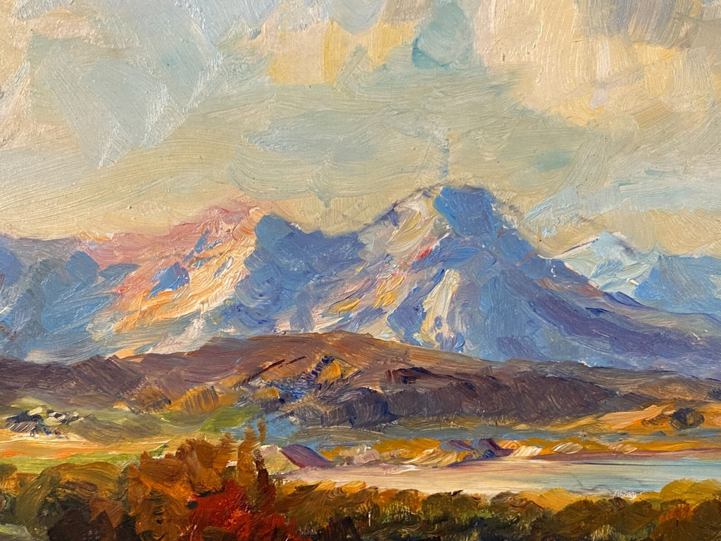 Ölgemälde See Landschaft vor Gebirge Gemälde signiert Höhne gerahmt