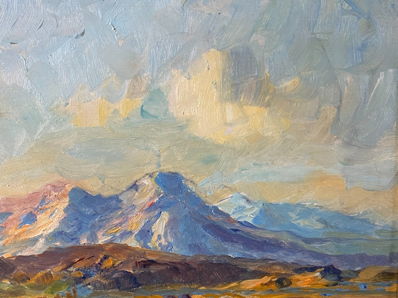 Ölgemälde See Landschaft vor Gebirge Gemälde signiert Höhne gerahmt