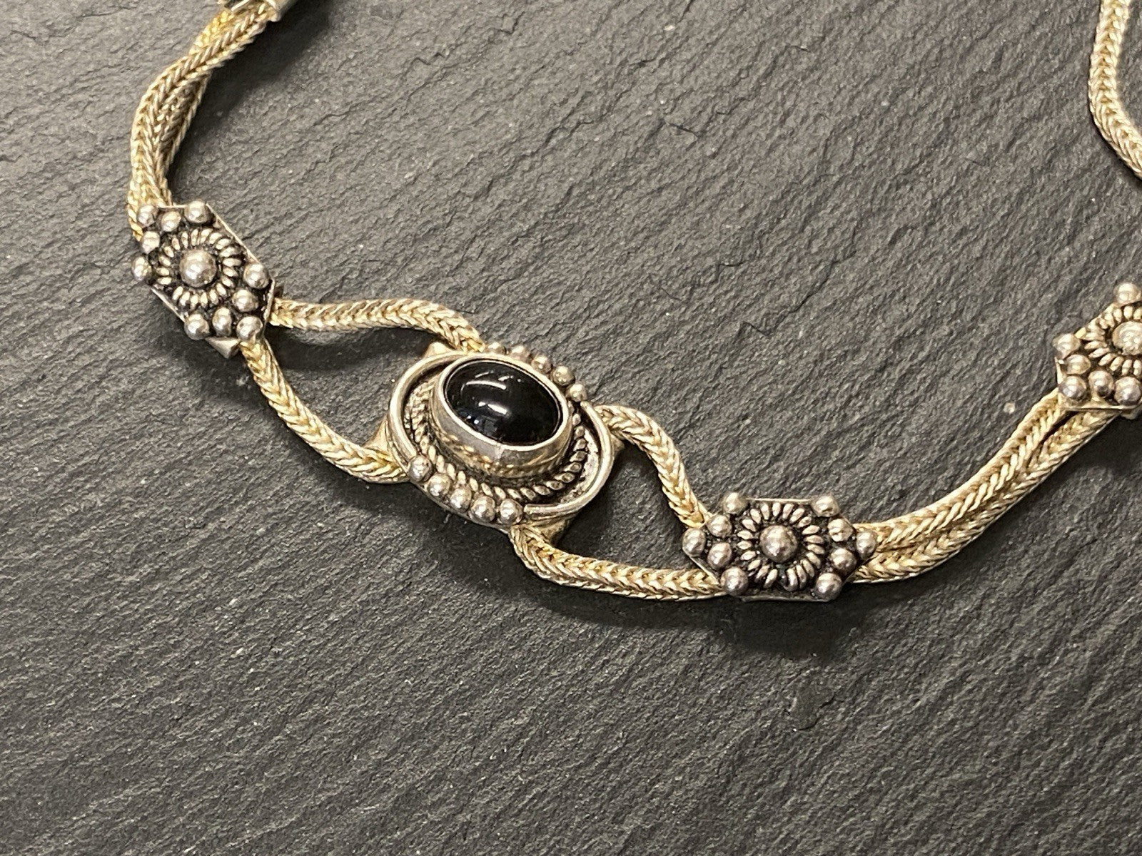 ARMBAND ONYX 925 STERLING SILBER FILIGRANES DEKOR
