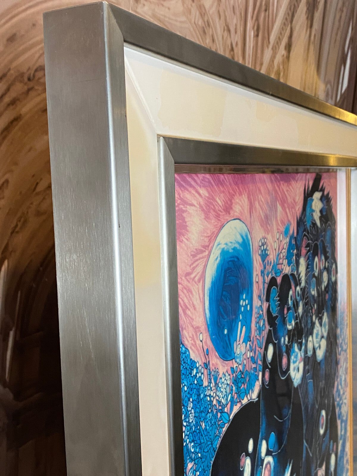 Jiang Tiefeng Signierte Serigraphie Afrika Löwen massiv gerahmt