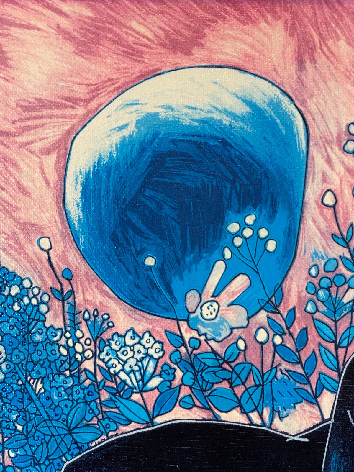 Jiang Tiefeng Signierte Serigraphie Afrika Löwen massiv gerahmt