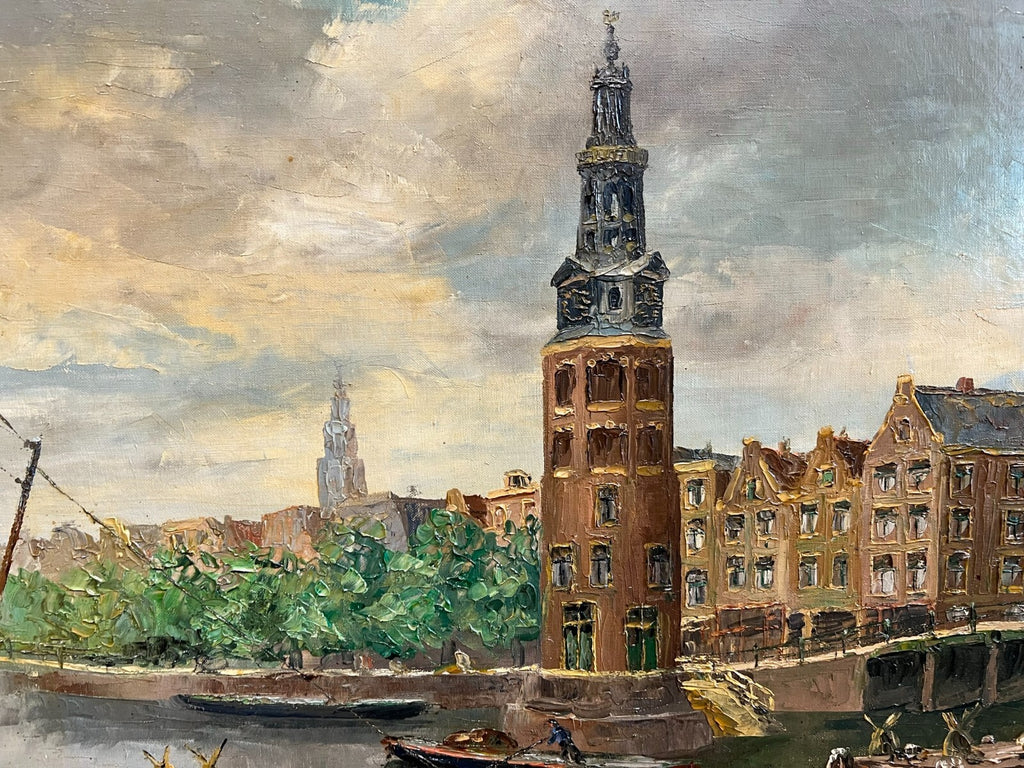 Ölgemälde Hafen Amsterdam 60x100cm Hans Lenteman (1876-1953)