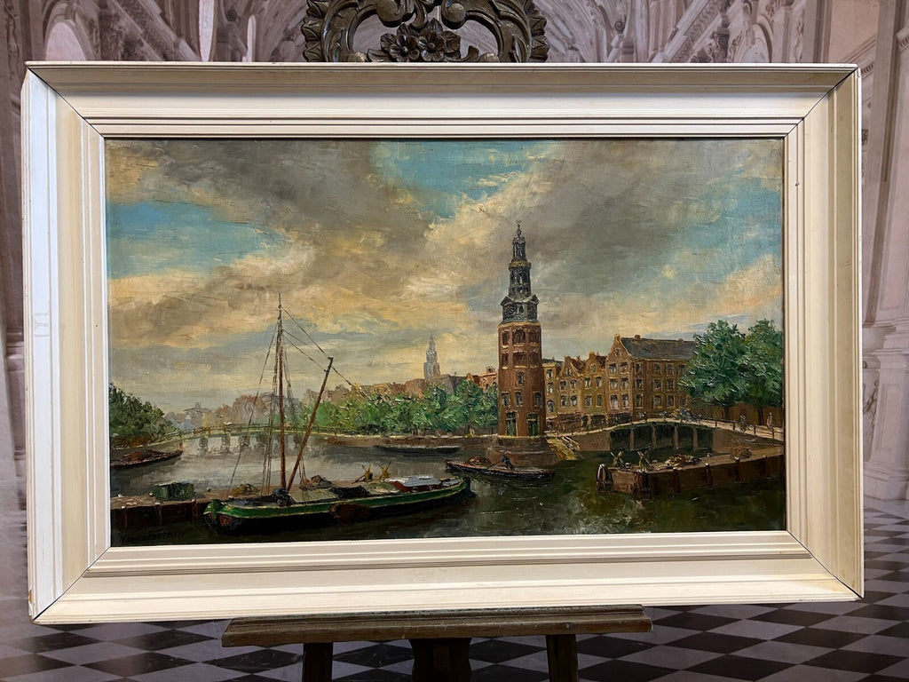 Ölgemälde Hafen Amsterdam 60x100cm Hans Lenteman (1876-1953)