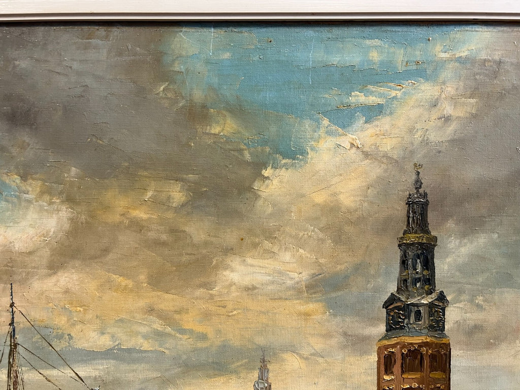 Ölgemälde Hafen Amsterdam 60x100cm Hans Lenteman (1876-1953)