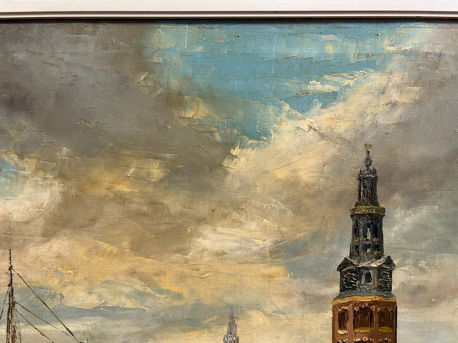 Ölgemälde Hafen Amsterdam 60x100cm Hans Lenteman (1876-1953)