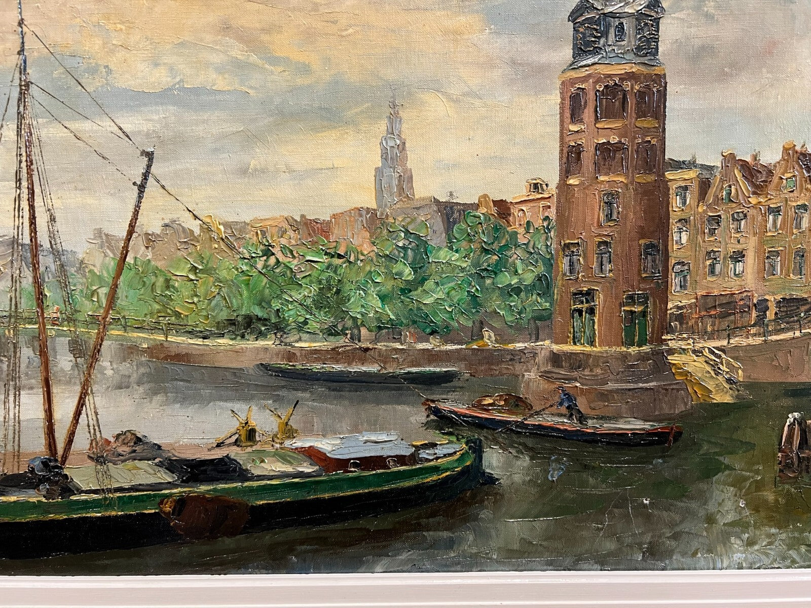 Ölgemälde Hafen Amsterdam 60x100cm Hans Lenteman (1876-1953)