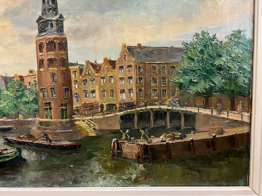 Ölgemälde Hafen Amsterdam 60x100cm Hans Lenteman (1876-1953)