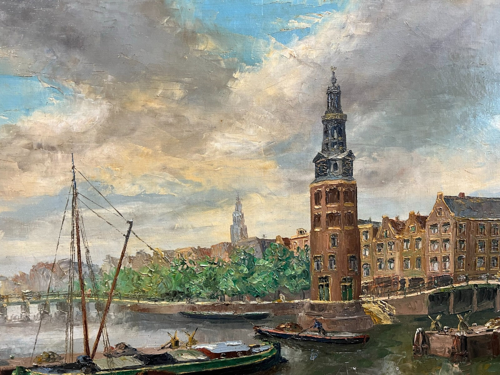 ÖLGEMÄLDE HAFEN AMSTERDAM 60x100cm HANS LENTEMAN (1876-1953)
