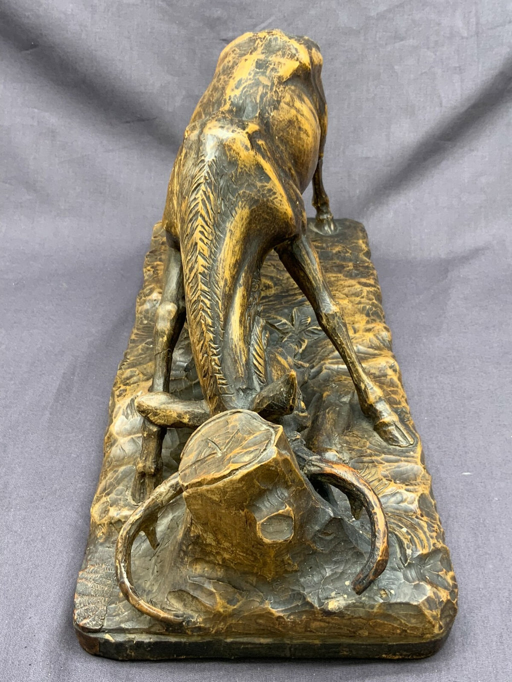 Tirol Skulptur Hirsch Figur aus Holz antik 19-tes Jhdt Monogrammiert