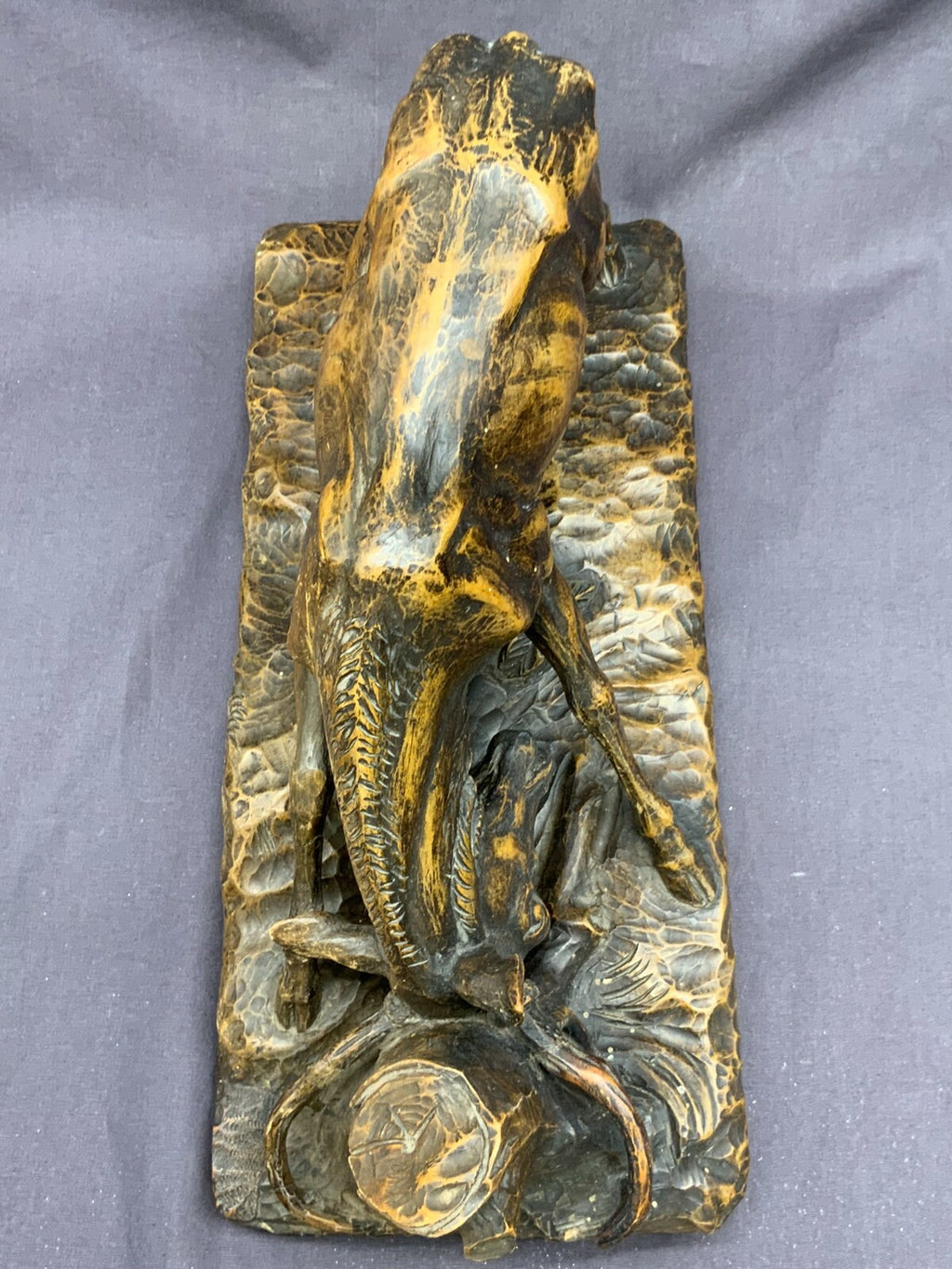 Tirol Skulptur Hirsch Figur aus Holz antik 19-tes Jhdt Monogrammiert