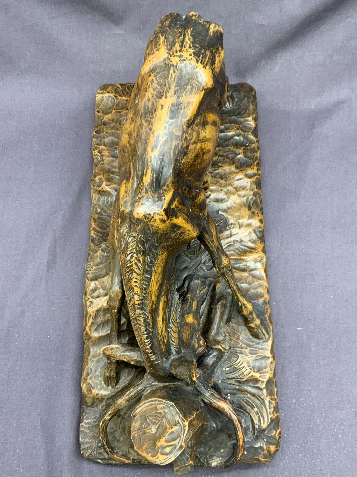Tirol Skulptur Hirsch Figur aus Holz antik 19-tes Jhdt Monogrammiert