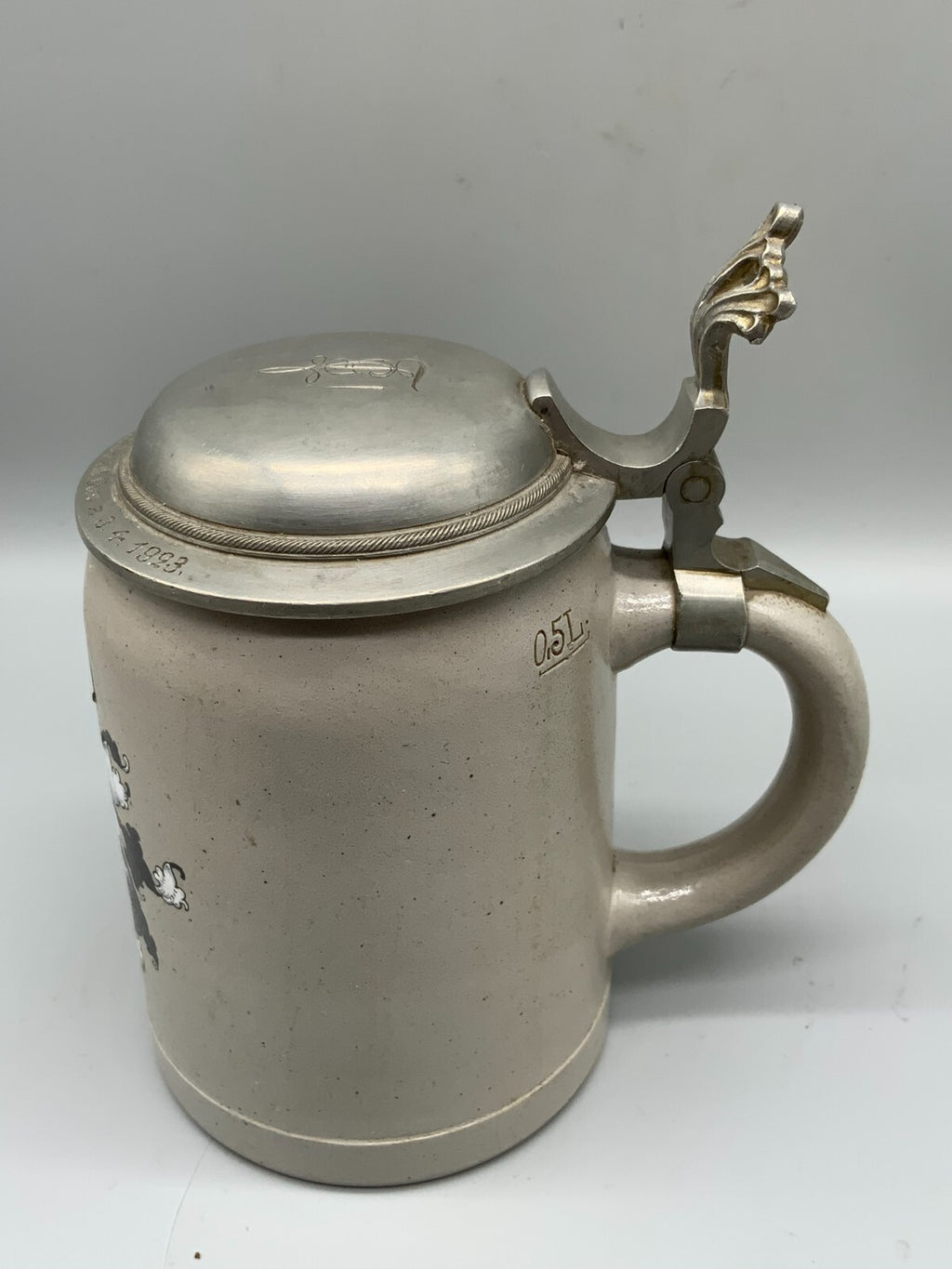 Antiker Krug Steingut Wappen handbemalt Studentika Studentenkrug 1923