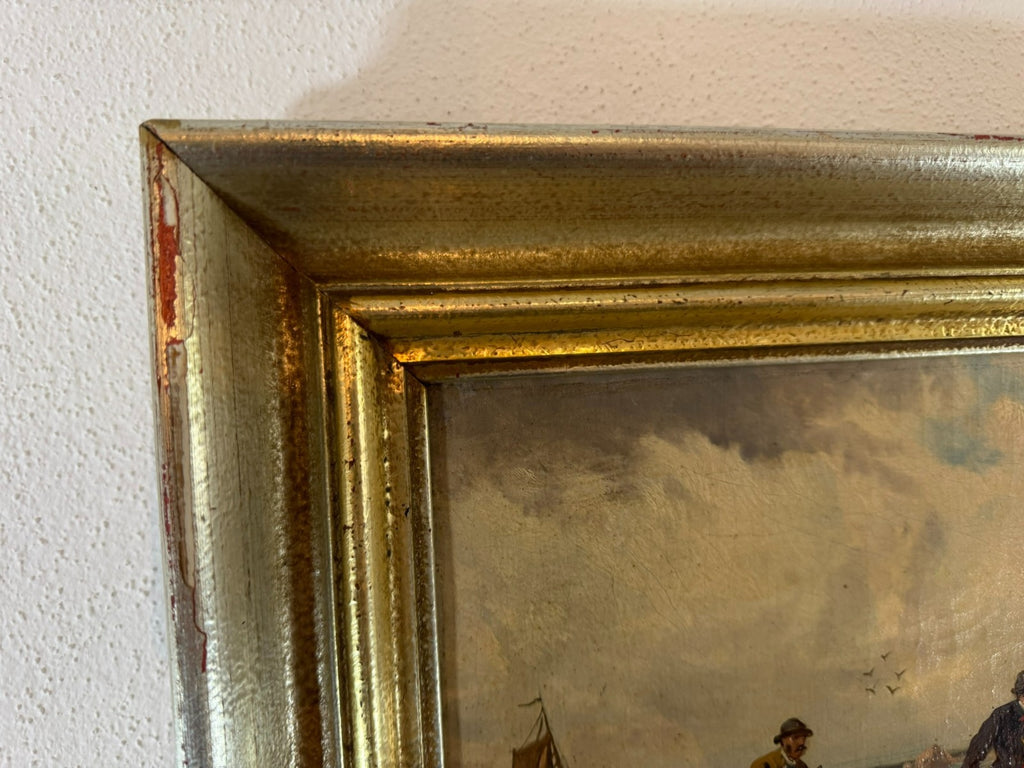 Kleines Ölgemälde Reiter am Strand signiert V. Manz