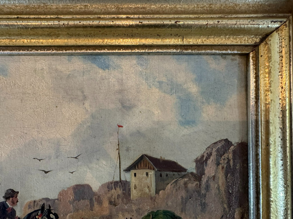 Kleines Ölgemälde Reiter am Strand signiert V. Manz