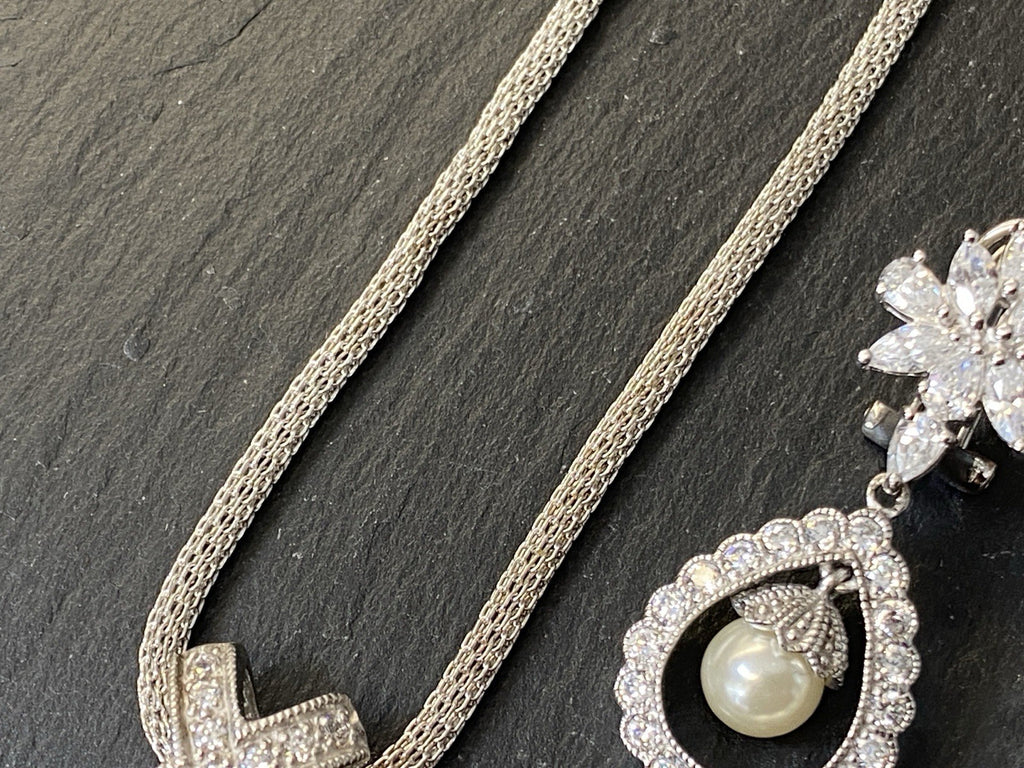 Schmuckset Schmuck Set Modeschmuck 925 Sterling Silber Glas Kunstperlen Perlen