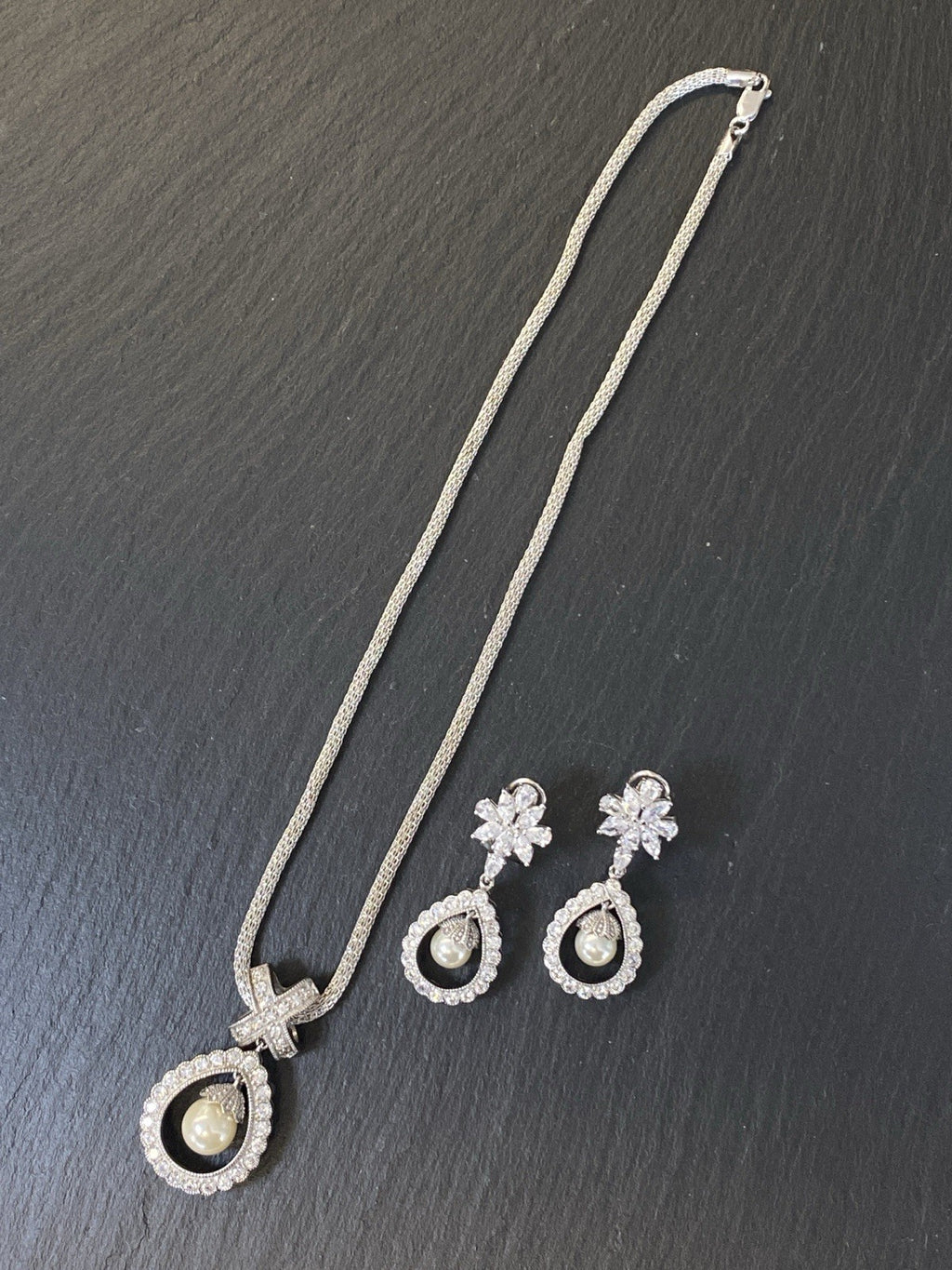 Schmuckset Schmuck Set Modeschmuck 925 Sterling Silber Glas Kunstperlen Perlen