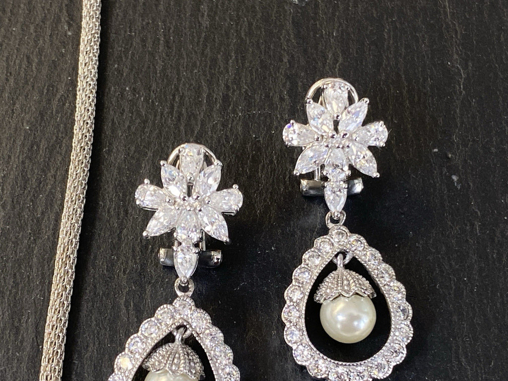 Schmuckset Schmuck Set Modeschmuck 925 Sterling Silber Glas Kunstperlen Perlen