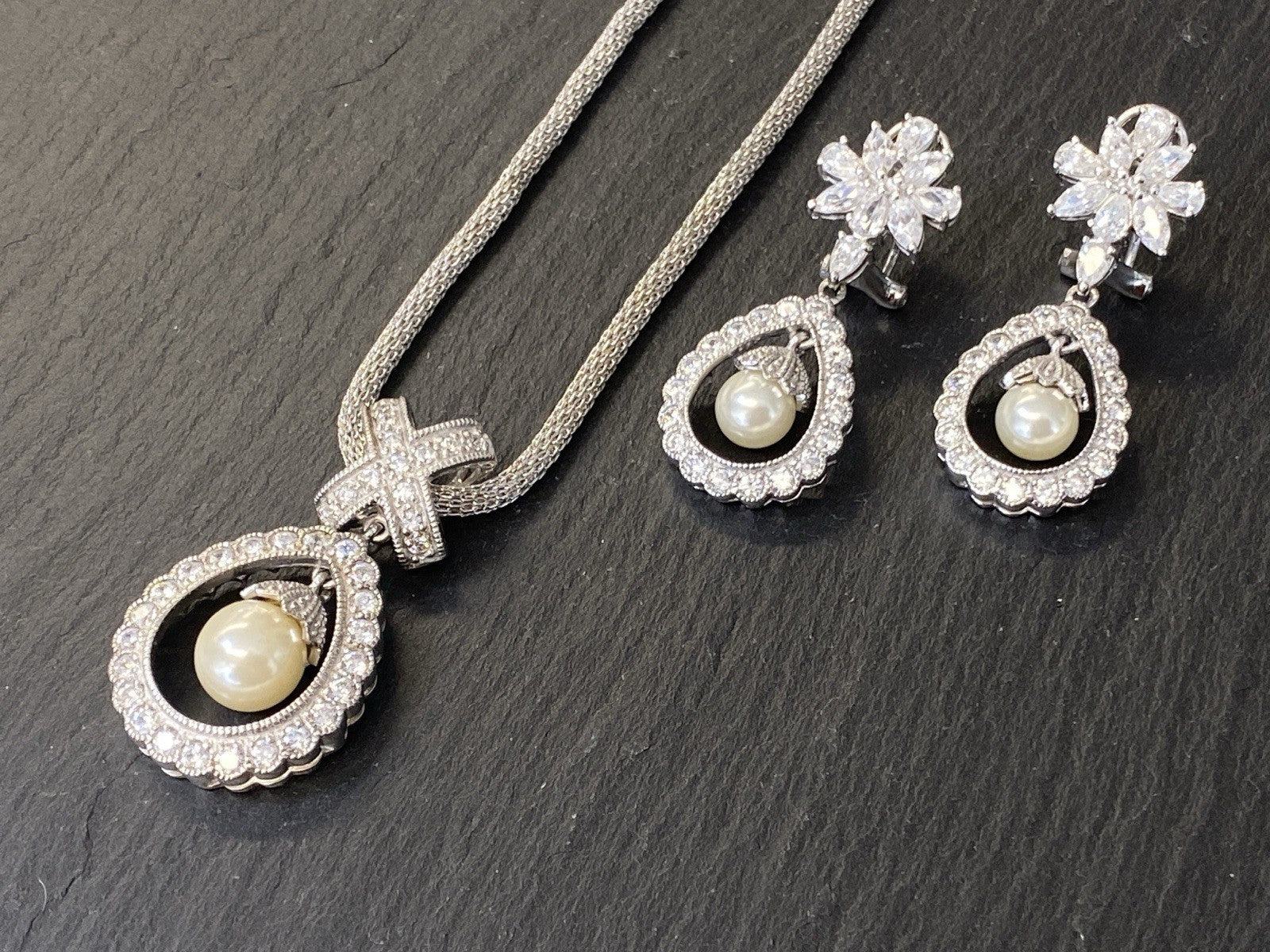 SCHMUCKSET SCHMUCK SET MODESCHMUCK 925 STERLING SILBER GLAS KUNSTPERLEN PERLEN