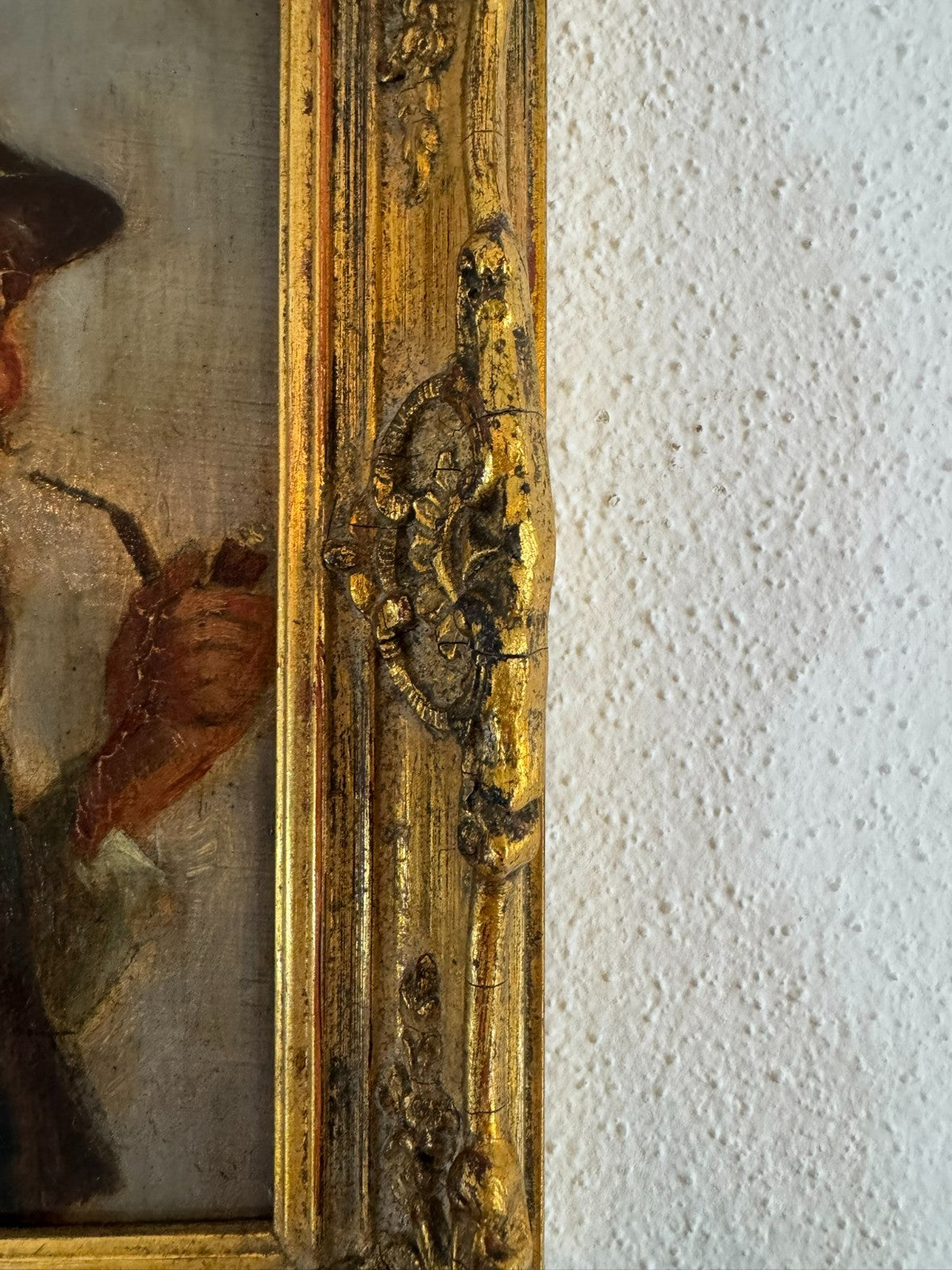 Ölgemälde Portrait Jäger mit Pfeiffe in Prunkrahmen signiert Mt Brauer München