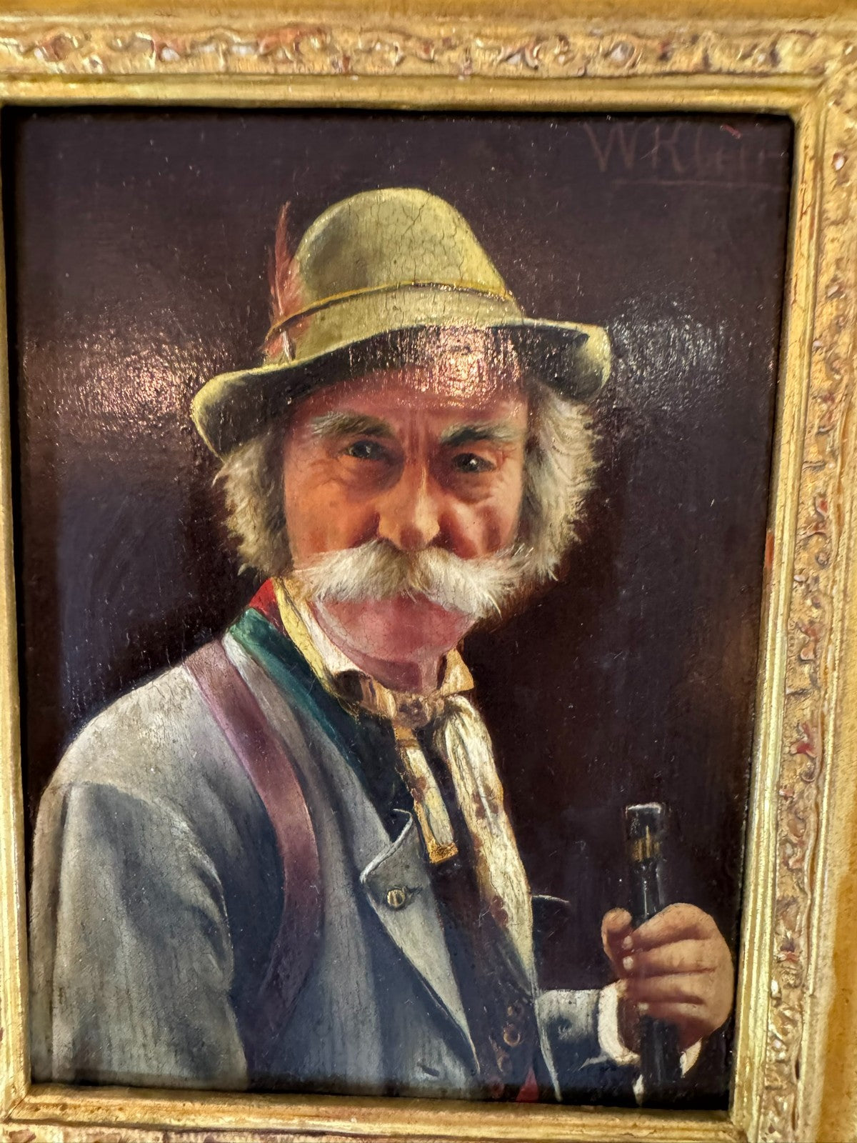 Ölgemälde Portrait Jäger mit Gewehr Wilhelm klein (1821-1897)