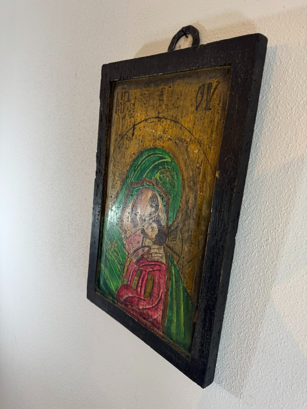 Antike Russische Ikone Madonna mit Kind Wohl 19 tes Jhdt
