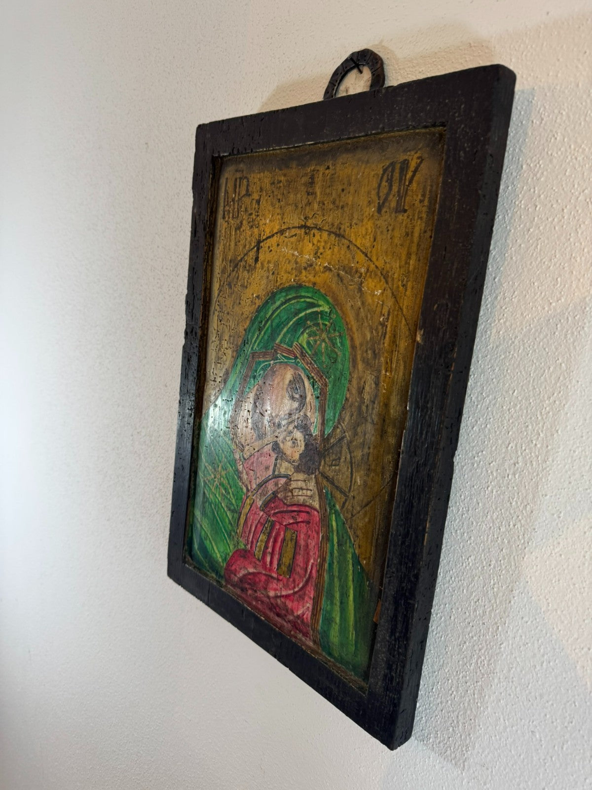 Antike Russische Ikone Madonna mit Kind Wohl 19 tes Jhdt