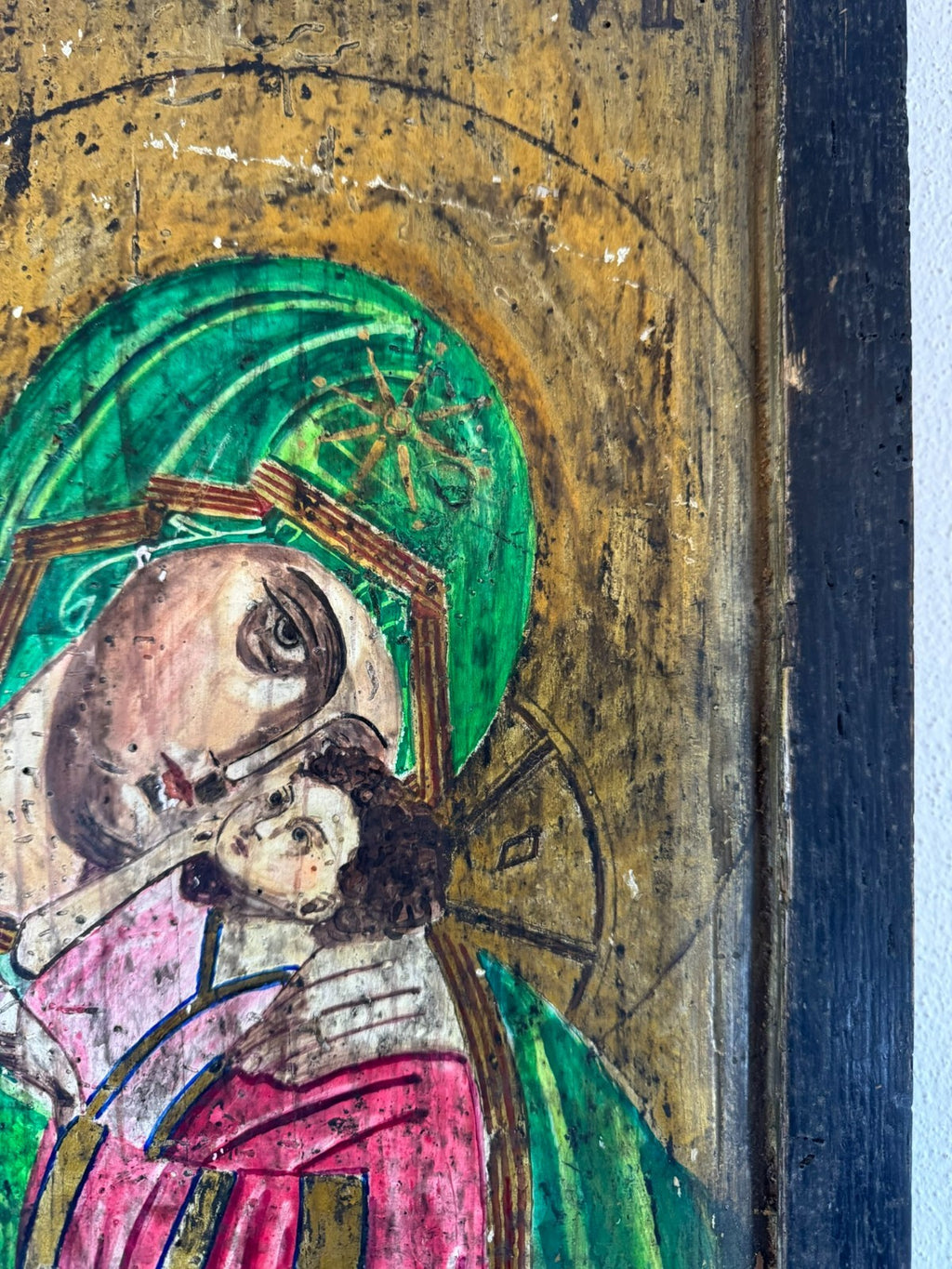 Antike Russische Ikone Madonna mit Kind Wohl 19 tes Jhdt