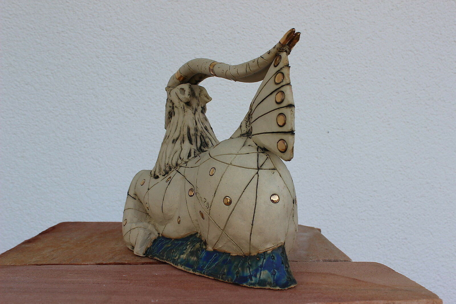 Sternzeichen Steinbock Skulptur aus Keramik Xxl vergoldet wunderschön Hochwertig