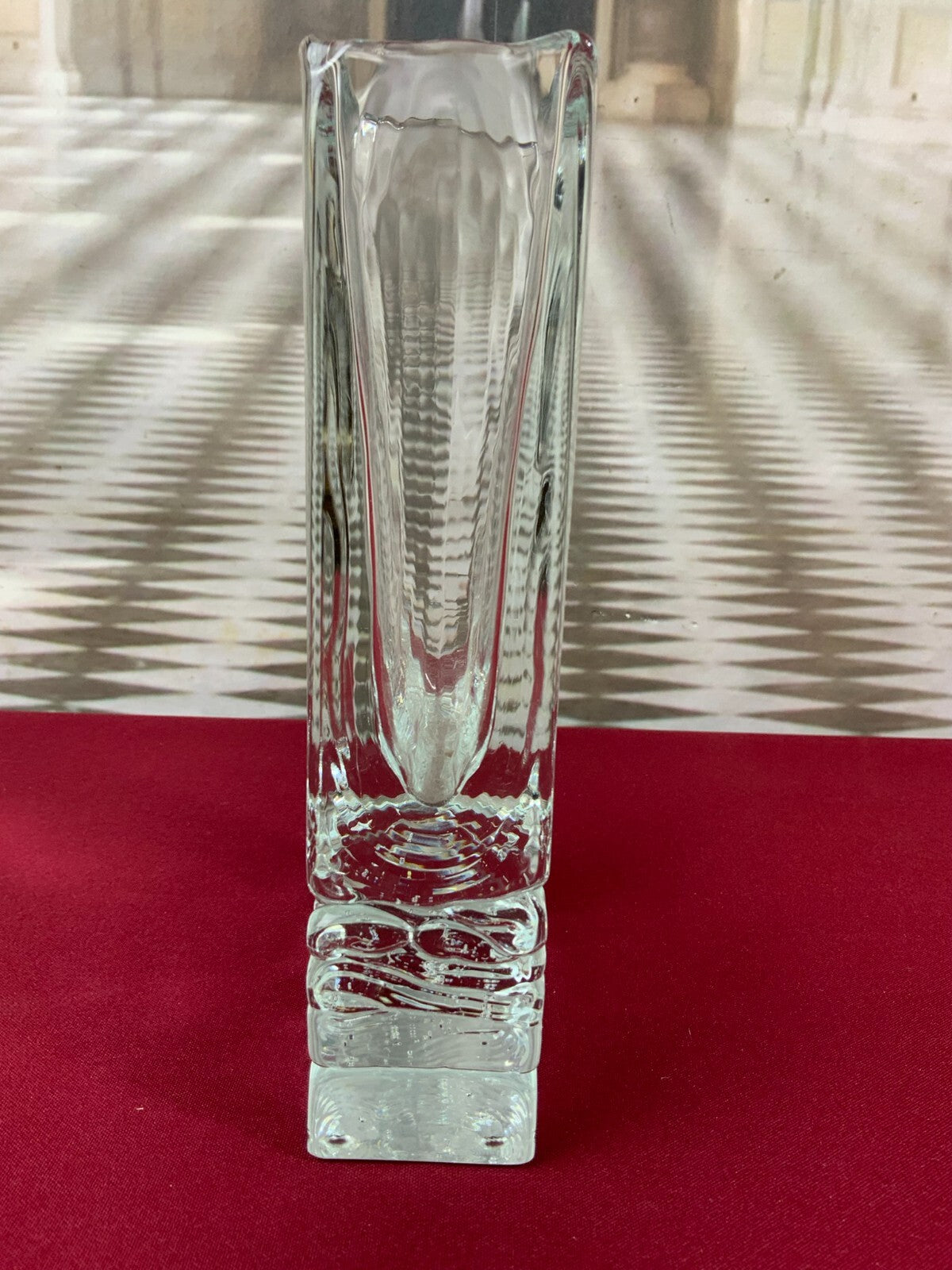 Beranek Glas Vase massiv gearbeitet 2kg 22cm hoch