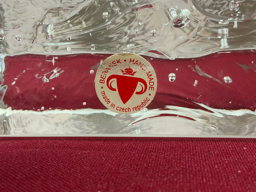 Beranek Glas Vase massiv gearbeitet 2kg 22cm hoch