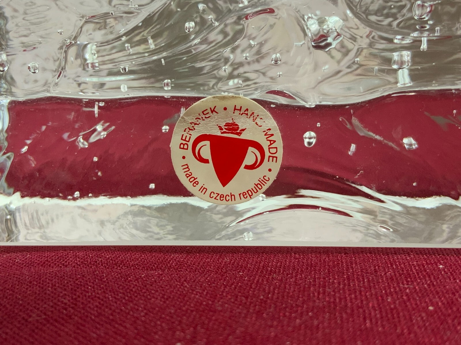 Beranek Glas Vase massiv gearbeitet 2kg 22cm hoch